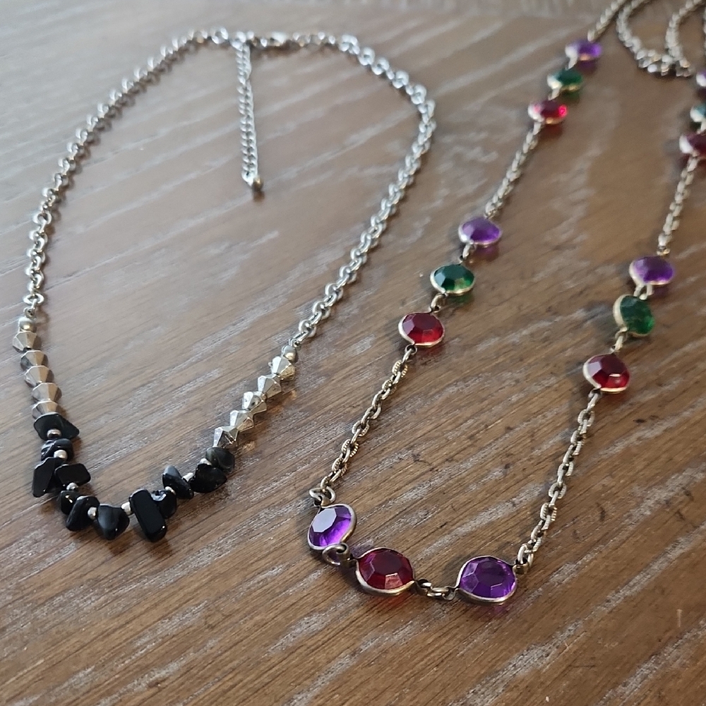 Necklace Set - Multicolor and Black Beads with Chain